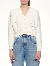 Jacquard Dishevelled Cardigan in Lily White