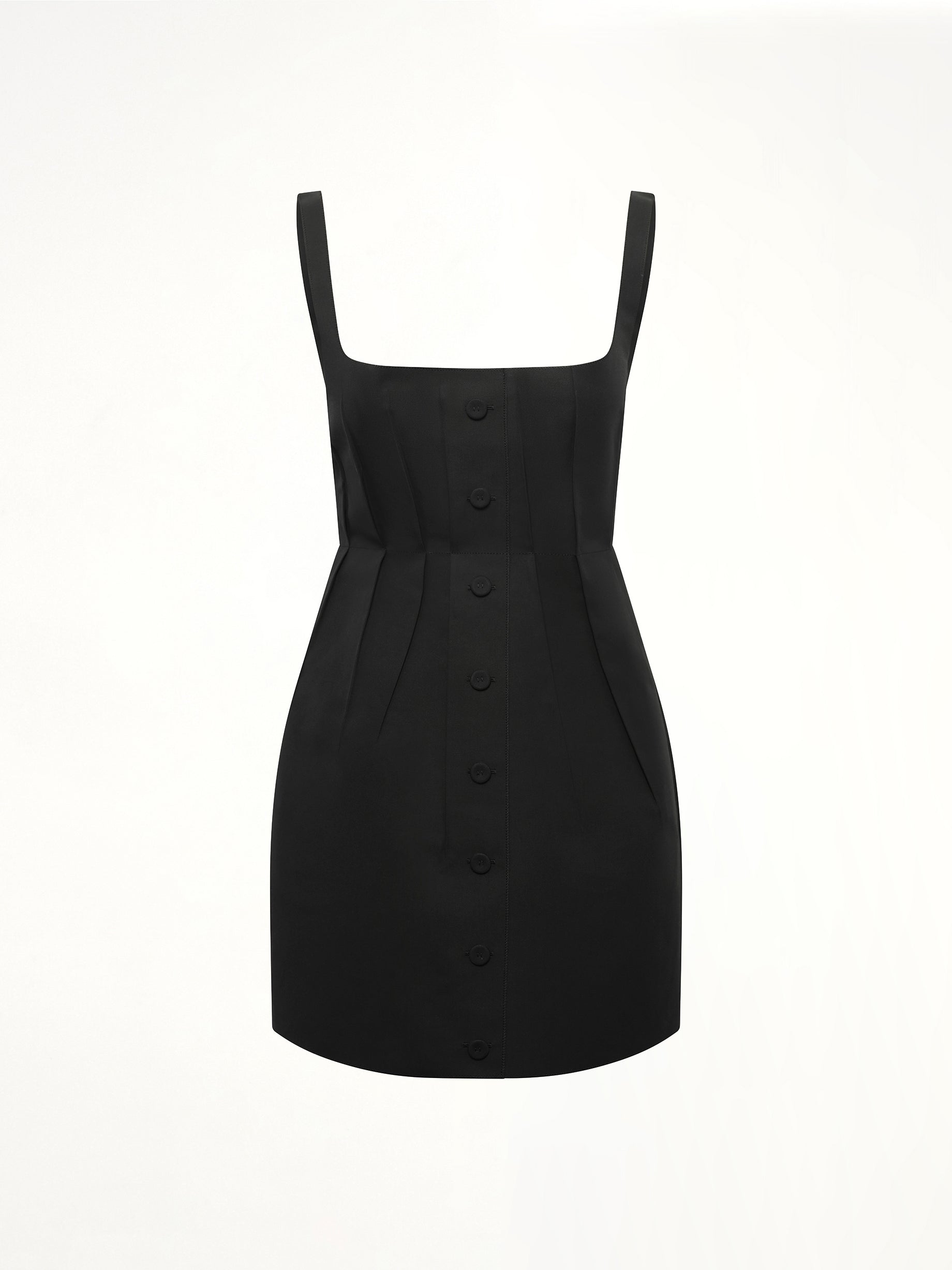 Bonded Cotton Poplin Dress in Black