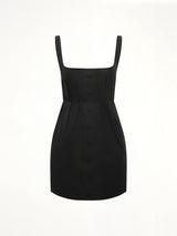 Bonded Cotton Poplin Dress in Black