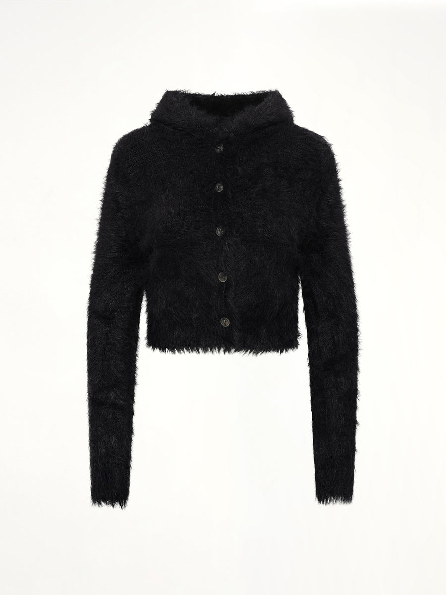Chimera Fur Hooded Button Up in Black