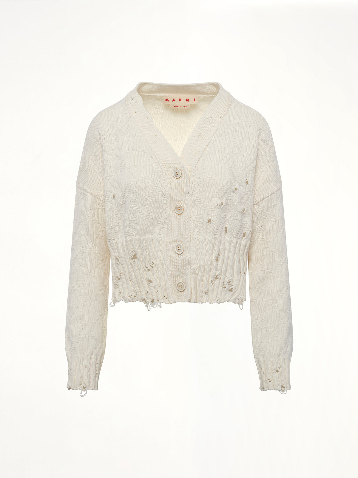 Jacquard Dishevelled Cardigan in Lily White