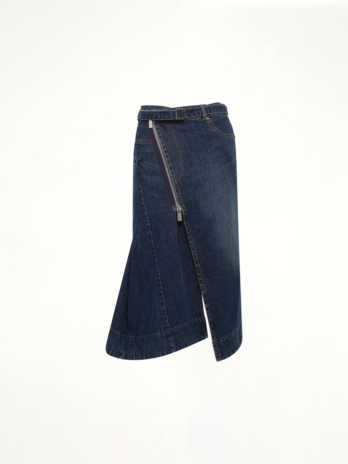Side Zip Denim Skirt in Blue