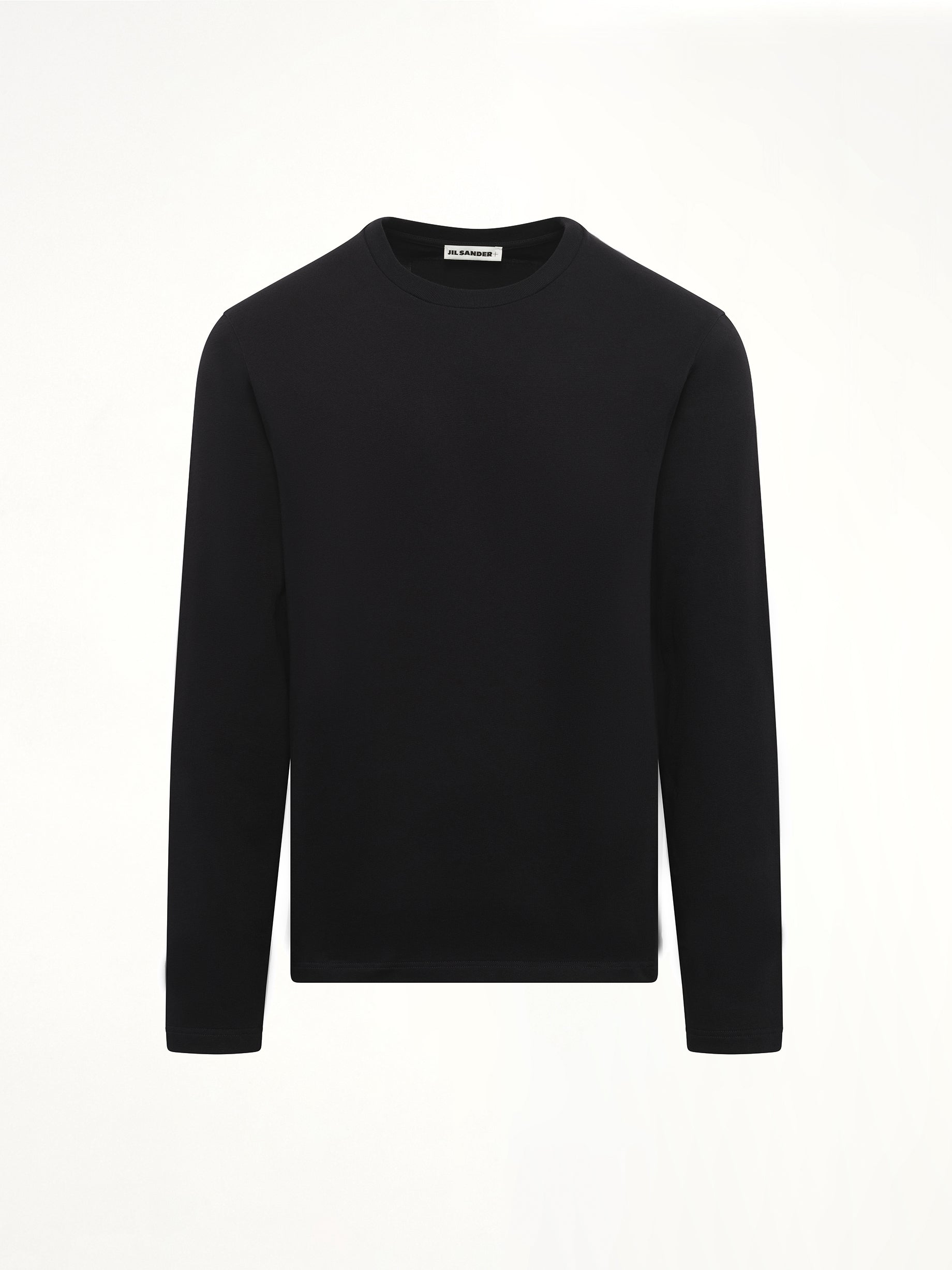 Leather Patch Long Sleeve T-Shirt in Black