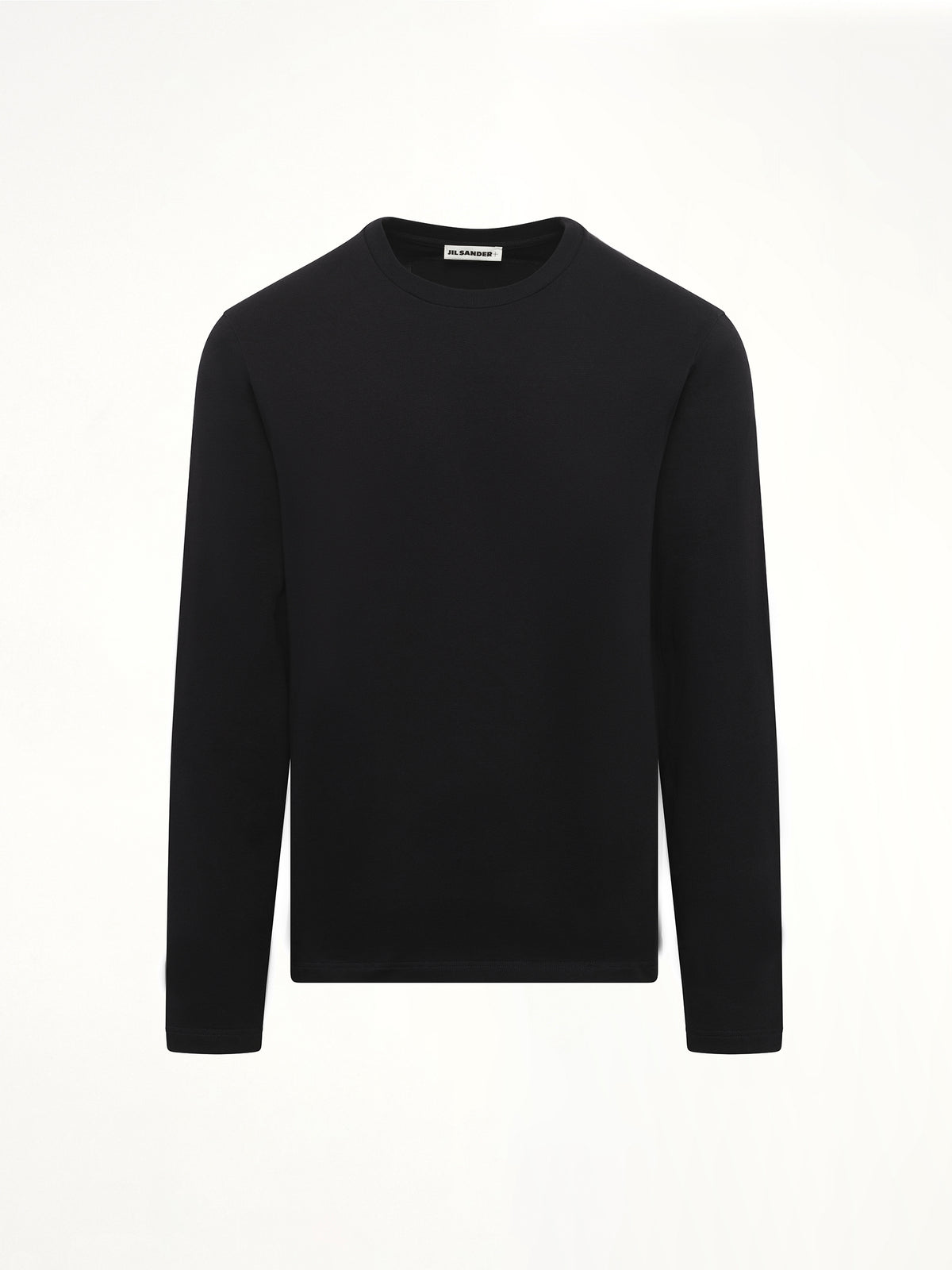 Leather Patch Long Sleeve T-Shirt in Black