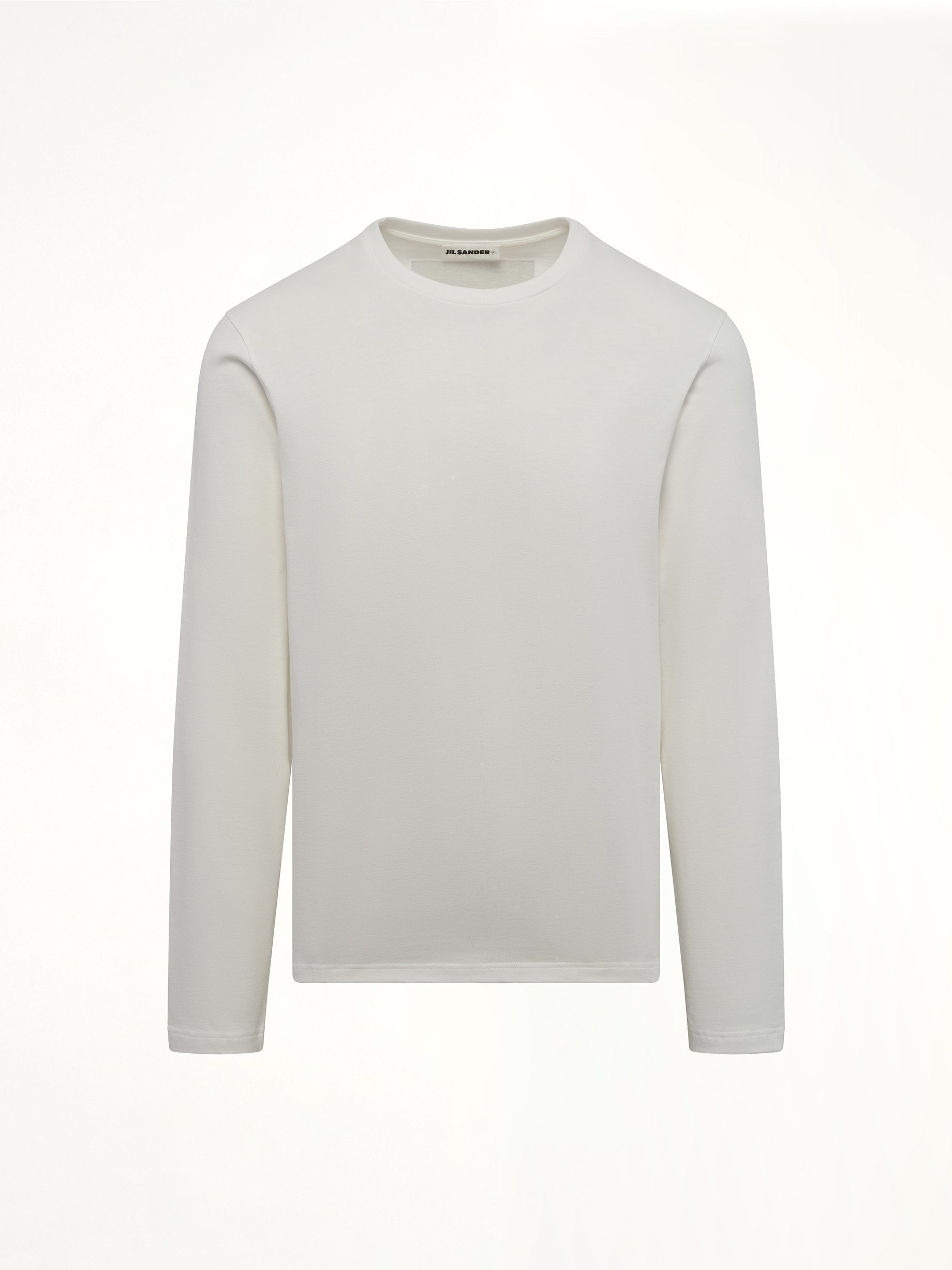 Leather Patch Long Sleeve T-Shirt in Porcelain