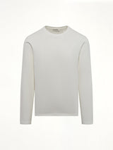 Leather Patch Long Sleeve T-Shirt in Porcelain
