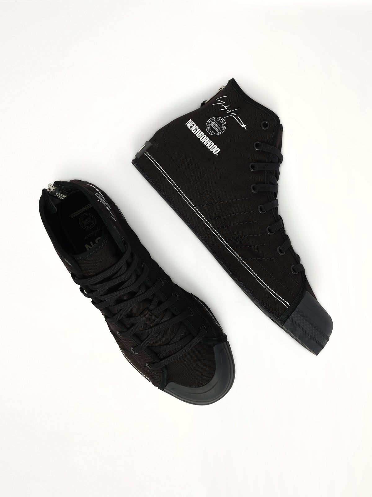 Y-3 X NBHD Nizza Hi Sneaker in Black Top View | Y-3
