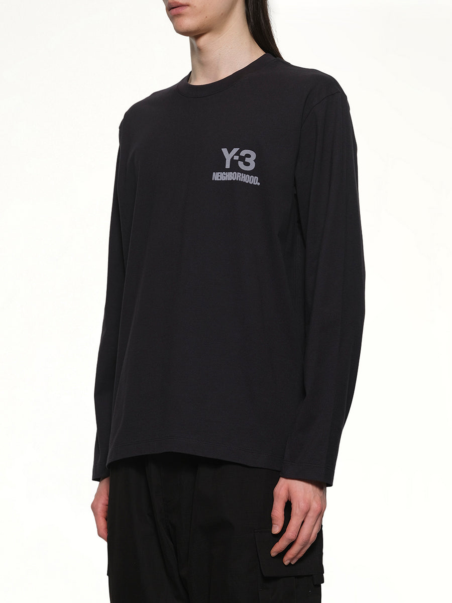 Y-3 X NBHD Logo Ls T-Shirt in Black