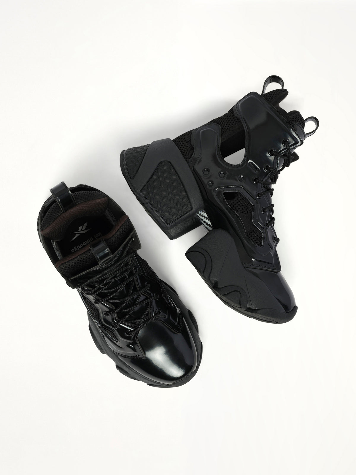 Noir Kei Ninomiya X Reebok High Sneaker in Black Top View | NOIR KEI NINOMIYA