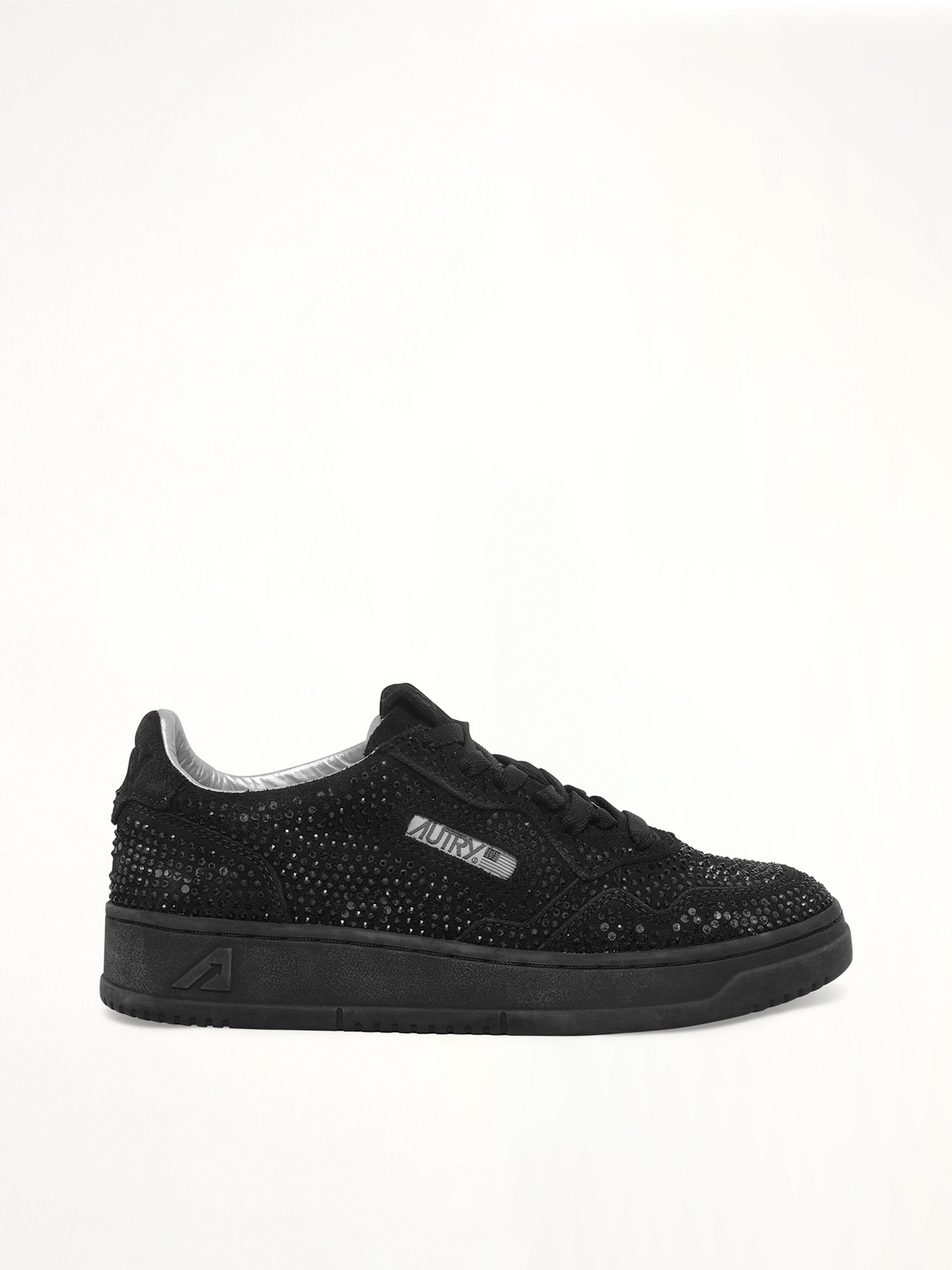 Medalist Low Strass Sneaker in Black Side View | AUTRY