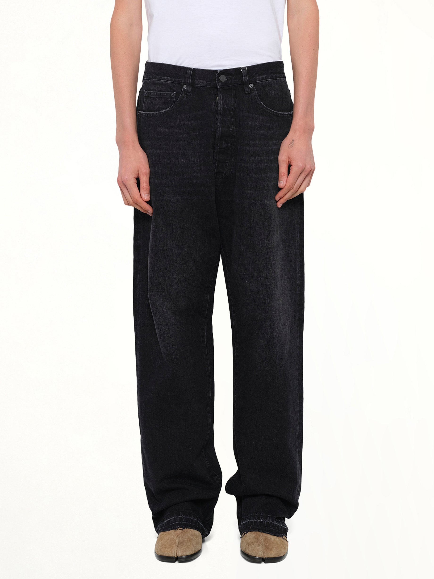 14 Oz Selvedge Denim Pants in Washed Black