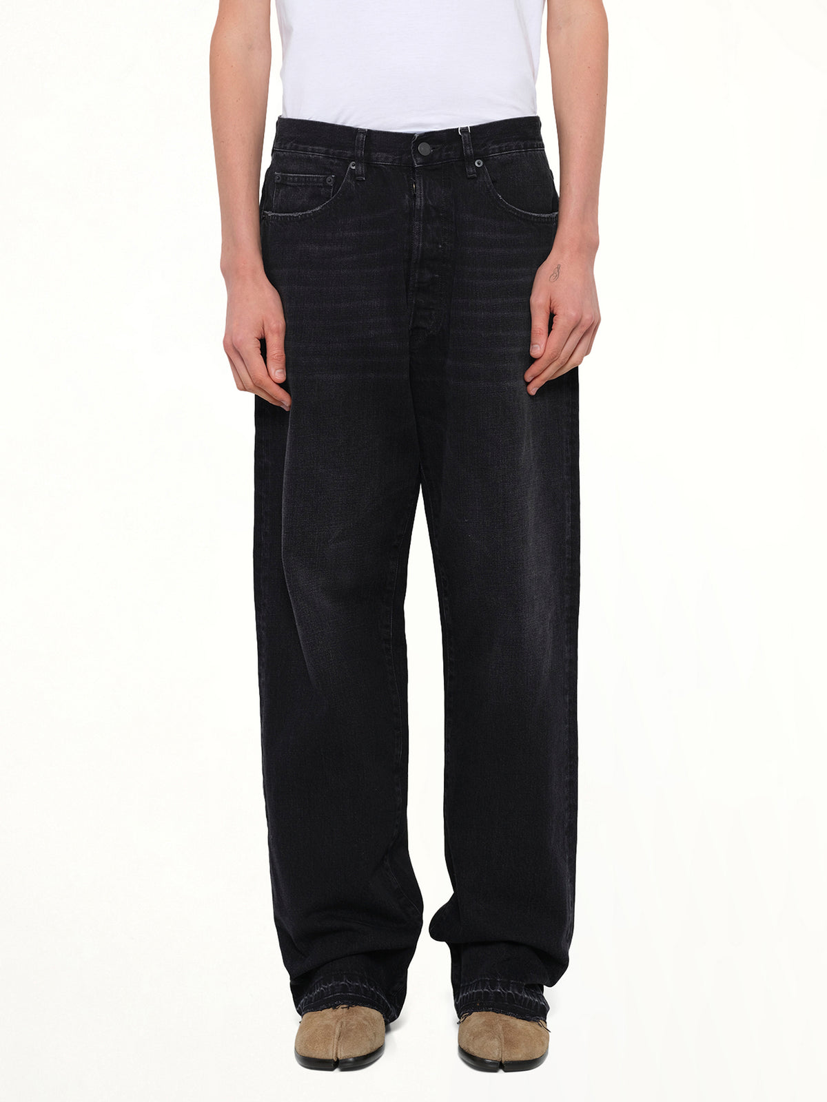 14 Oz Selvedge Denim Pants in Washed Black
