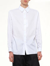Long-sleeved Frayed Hem Shirt in White