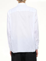 Long-sleeved Frayed Hem Shirt in White