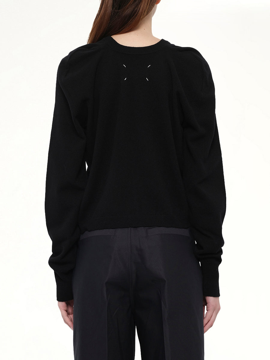 Gauge 14 Gathered Sweater in Black