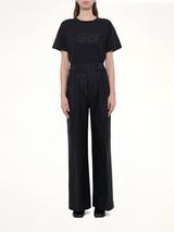 Cotton Palazzo Trouser in Black