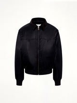 Zip-Up Bomber Jacket in Black