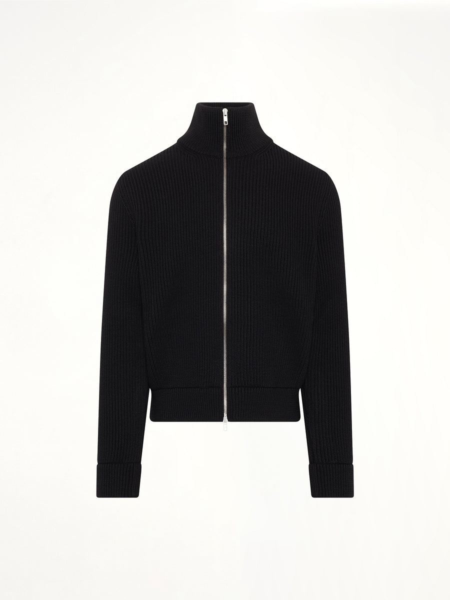 Drivers Knit Zip Sweater in Black