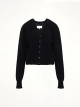 Gauge 14 Wool V-Neck Cardigan in Black