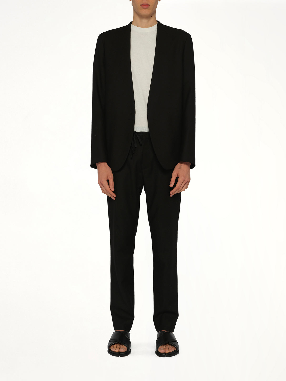 Collarless Jacket in Black