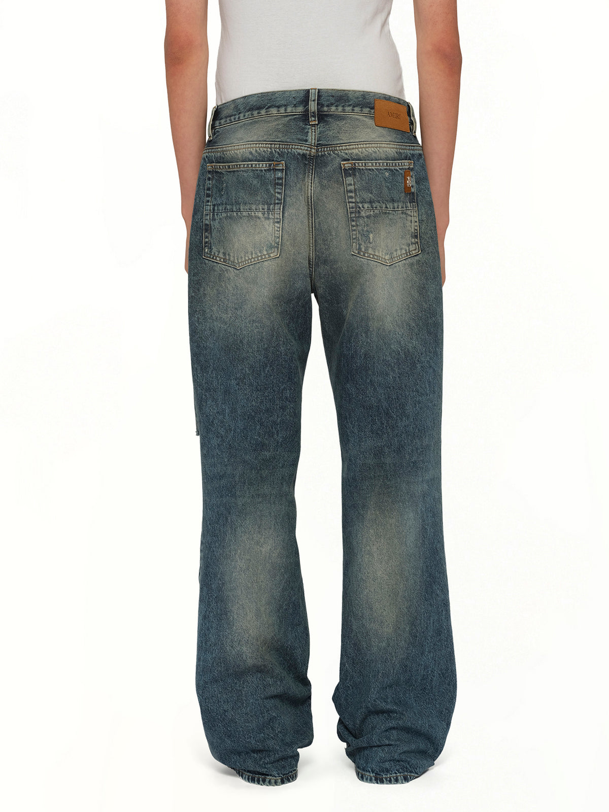 Slashed Bootcut Jean in Denim Lapis