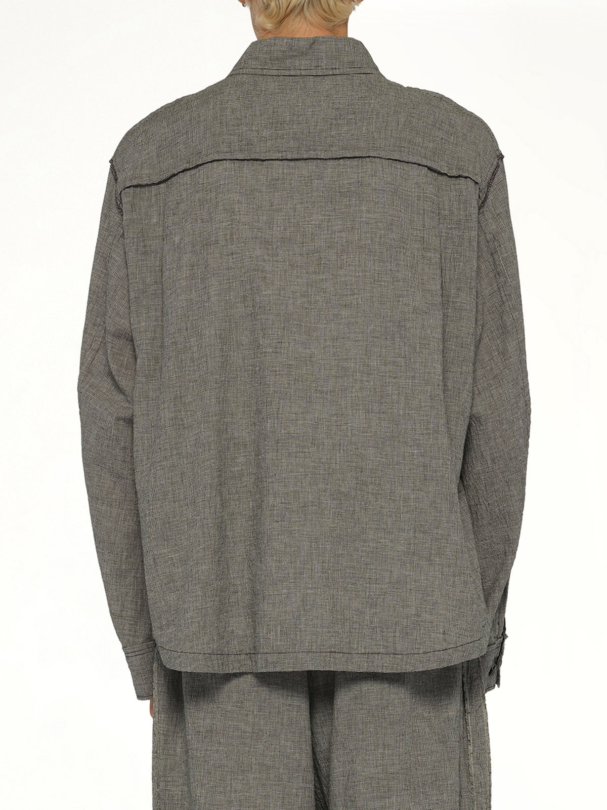 Linen Stripe Blouson in White/Black