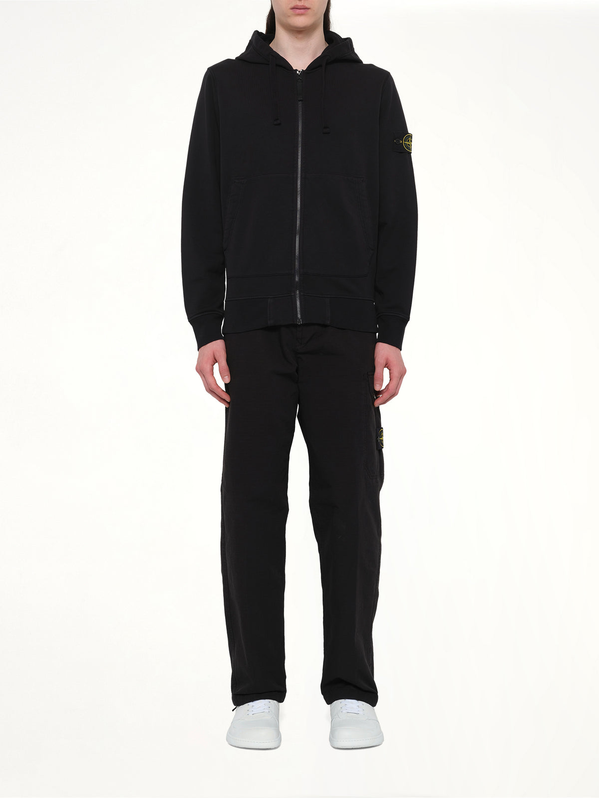 6100061 Cotton Fleece Hoodie in Black