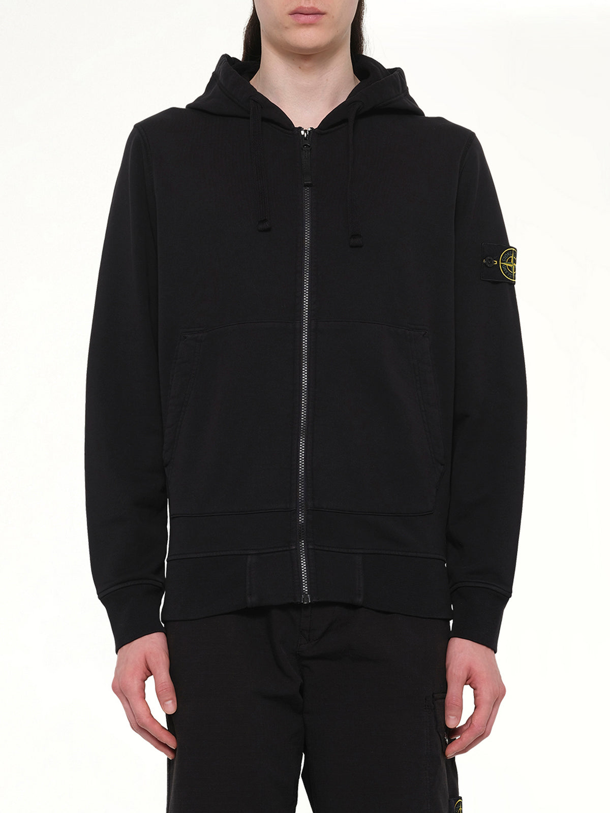 6100061 Cotton Fleece Hoodie in Black