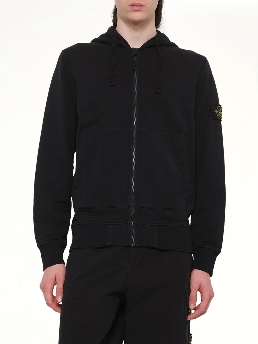6100061 Cotton Fleece Hoodie in Black