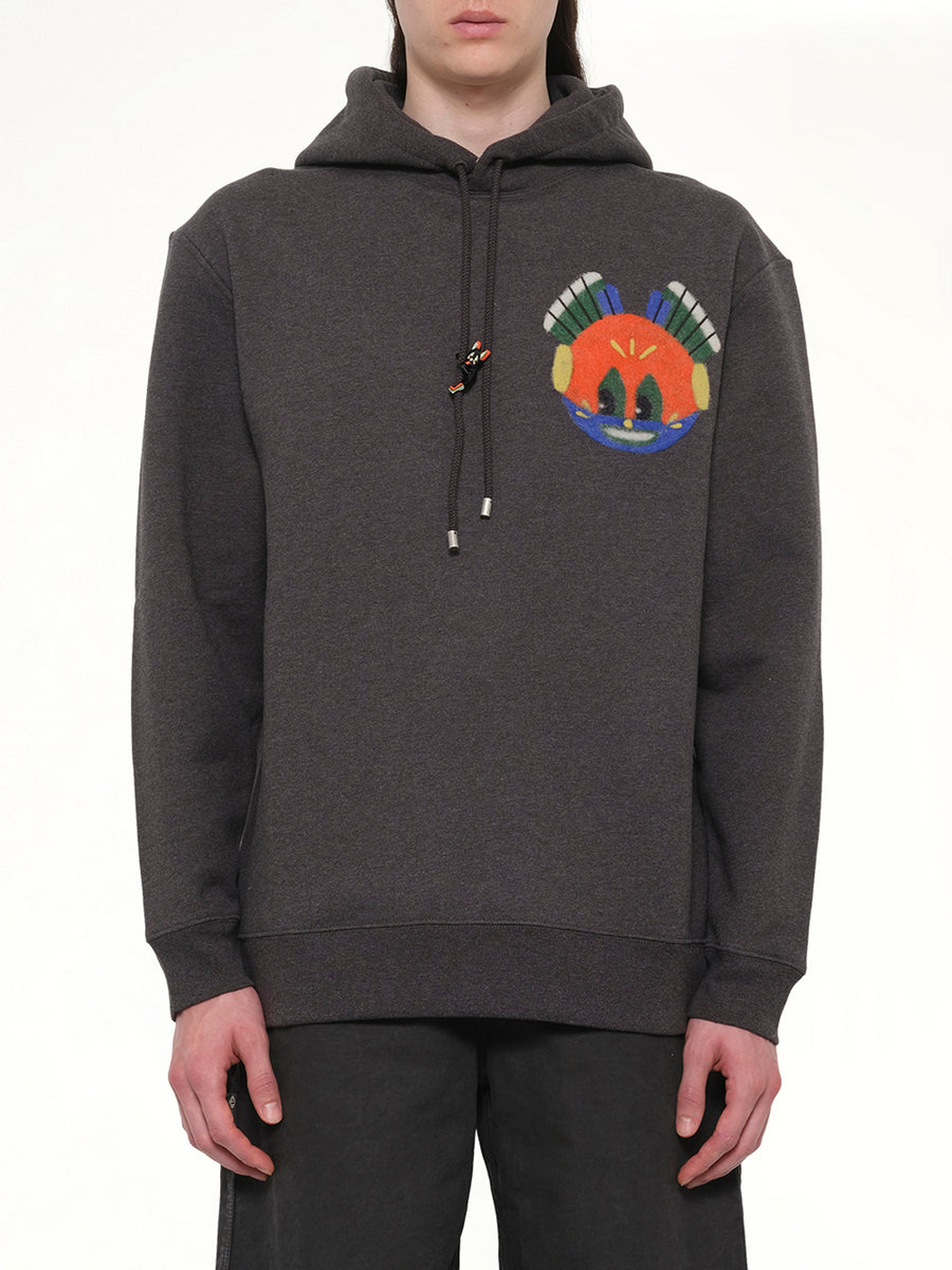 Louis Wain Hoodie in Dark Grey Melange
