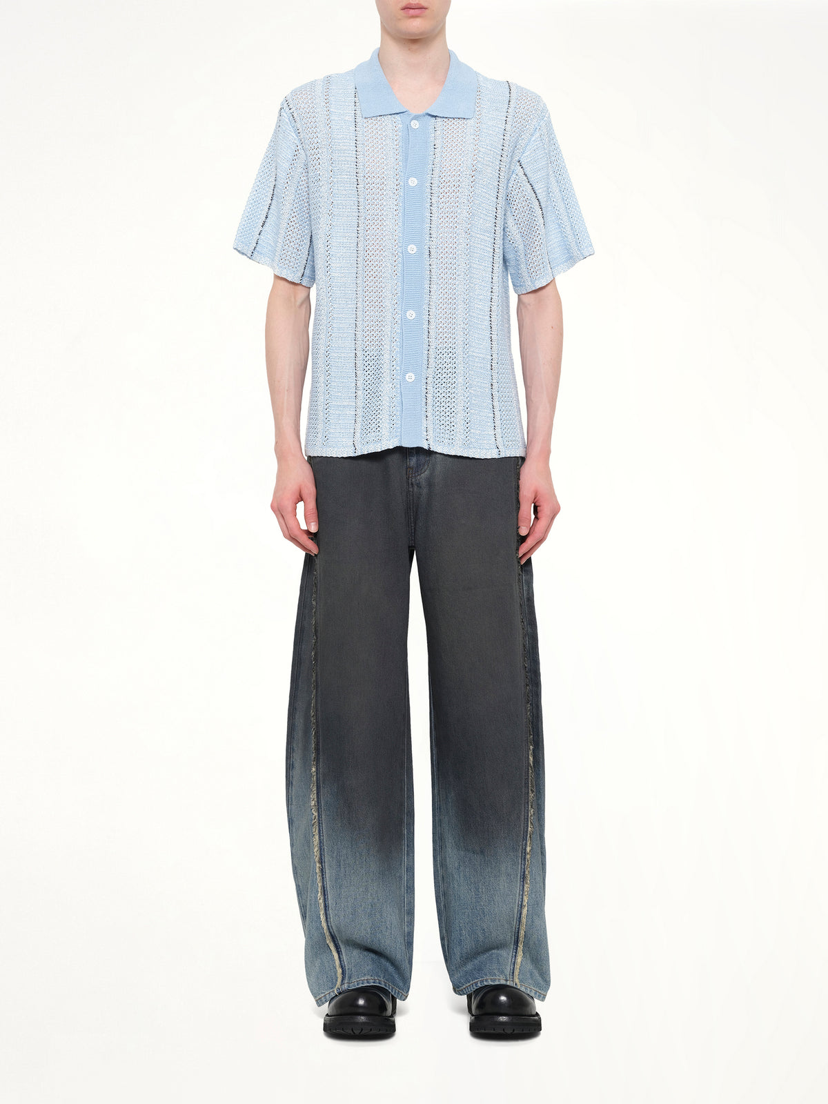 Knitted Shirt in Blue Check