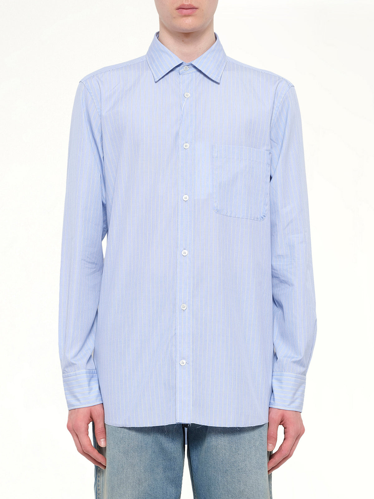 Stripe Long Sleeve Shirt in Blue