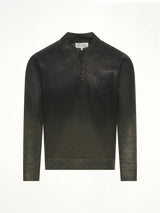 Coated Knit Polo in Green/Black
