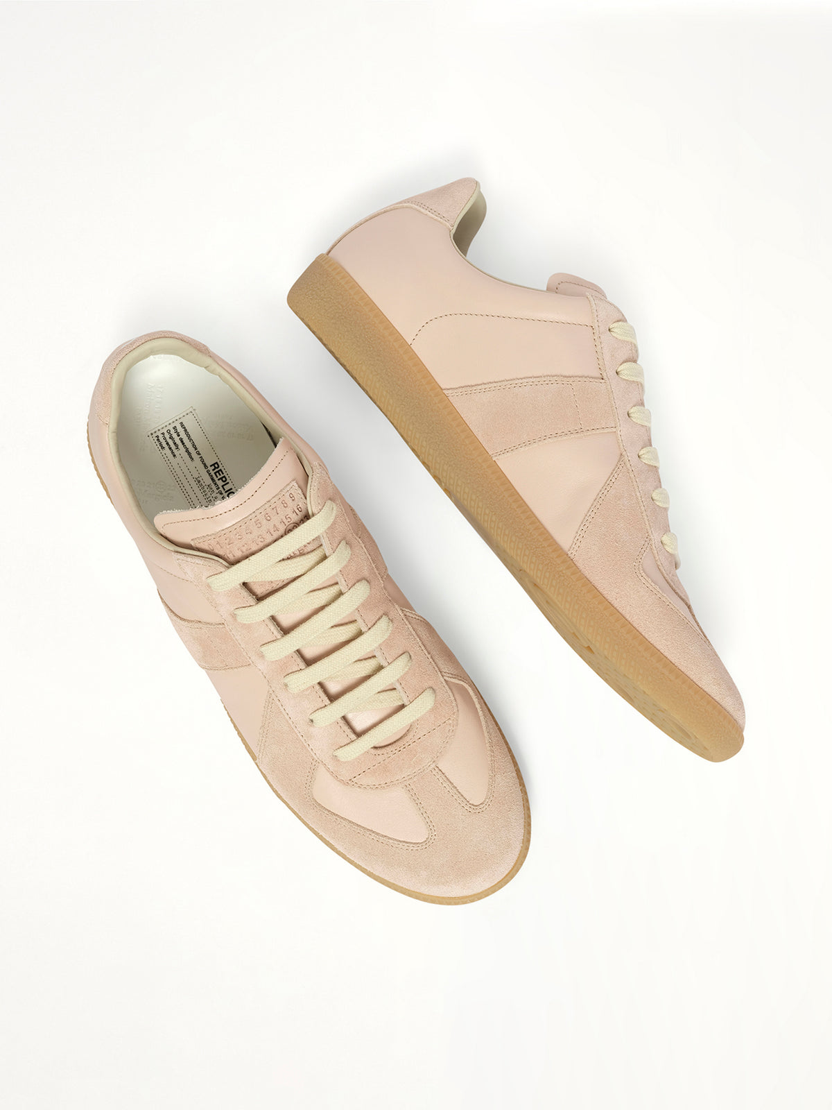 Replica Leather Sneaker in Almond Peach Top View | MAISON MARGIELA