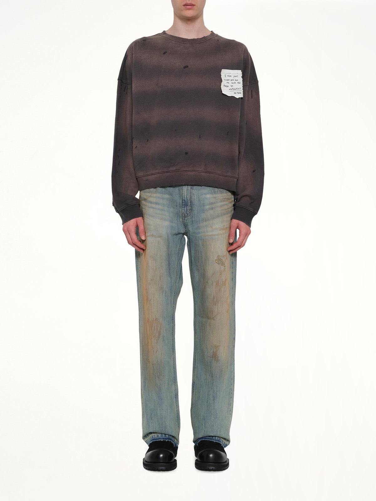 Paper Note Grunge Sweatshirt in Charcoal