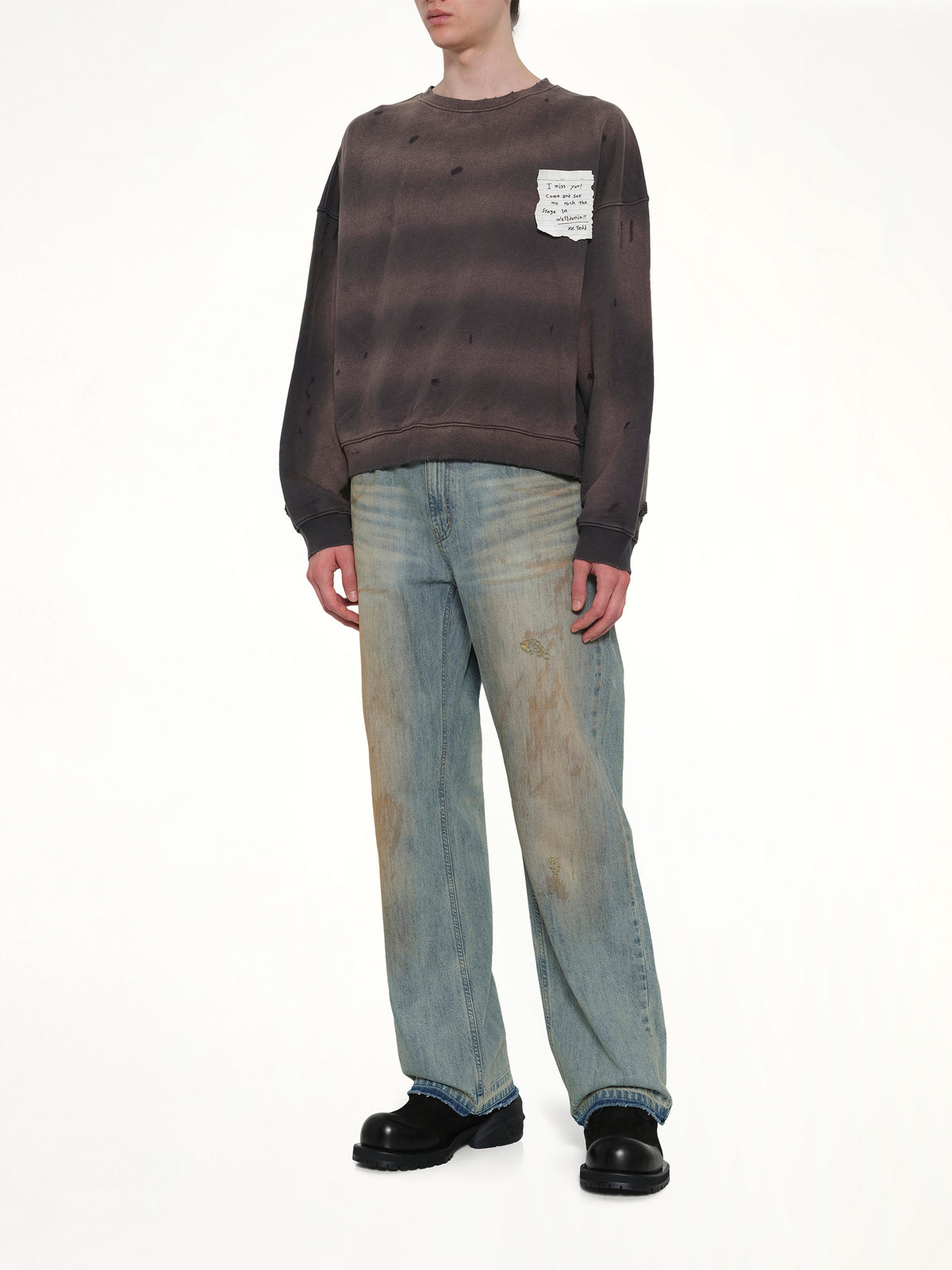Paper Note Grunge Sweatshirt in Charcoal