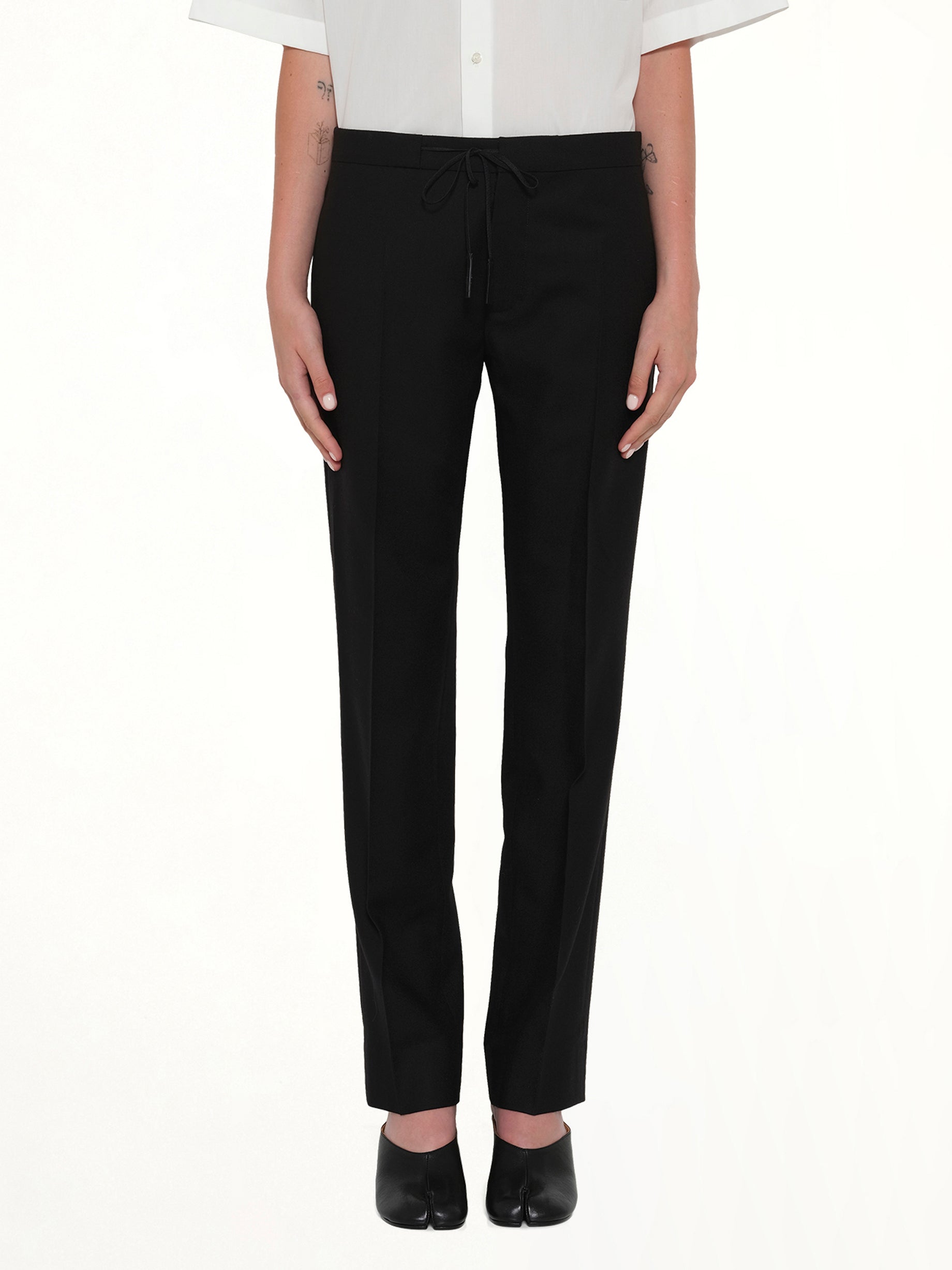 Wool Flannel Pants in Black
