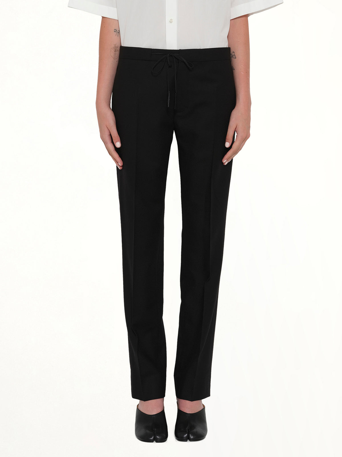 Wool Flannel Pants in Black