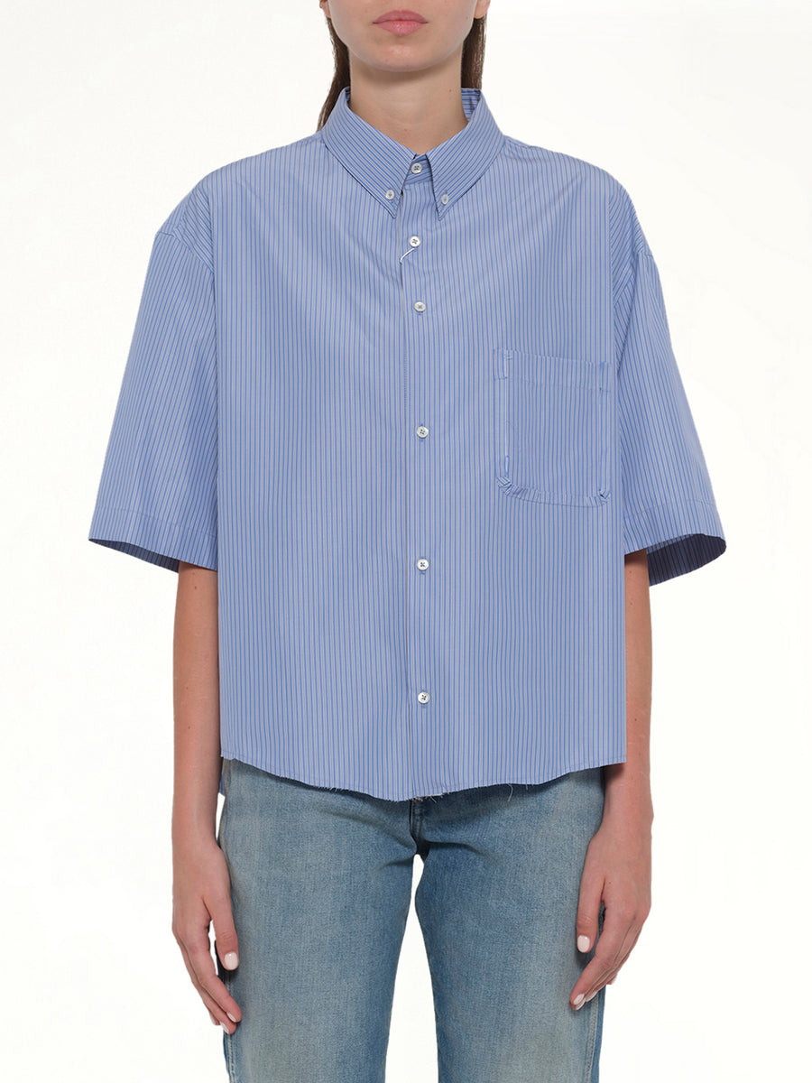 Stripe Short Sleeve Shirt in Blue/Khaki