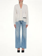 Pocket Logo Knit Cardigan in Ivory