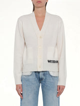 Pocket Logo Knit Cardigan in Ivory
