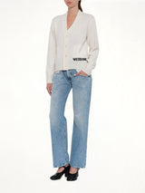 Pocket Logo Knit Cardigan in Ivory