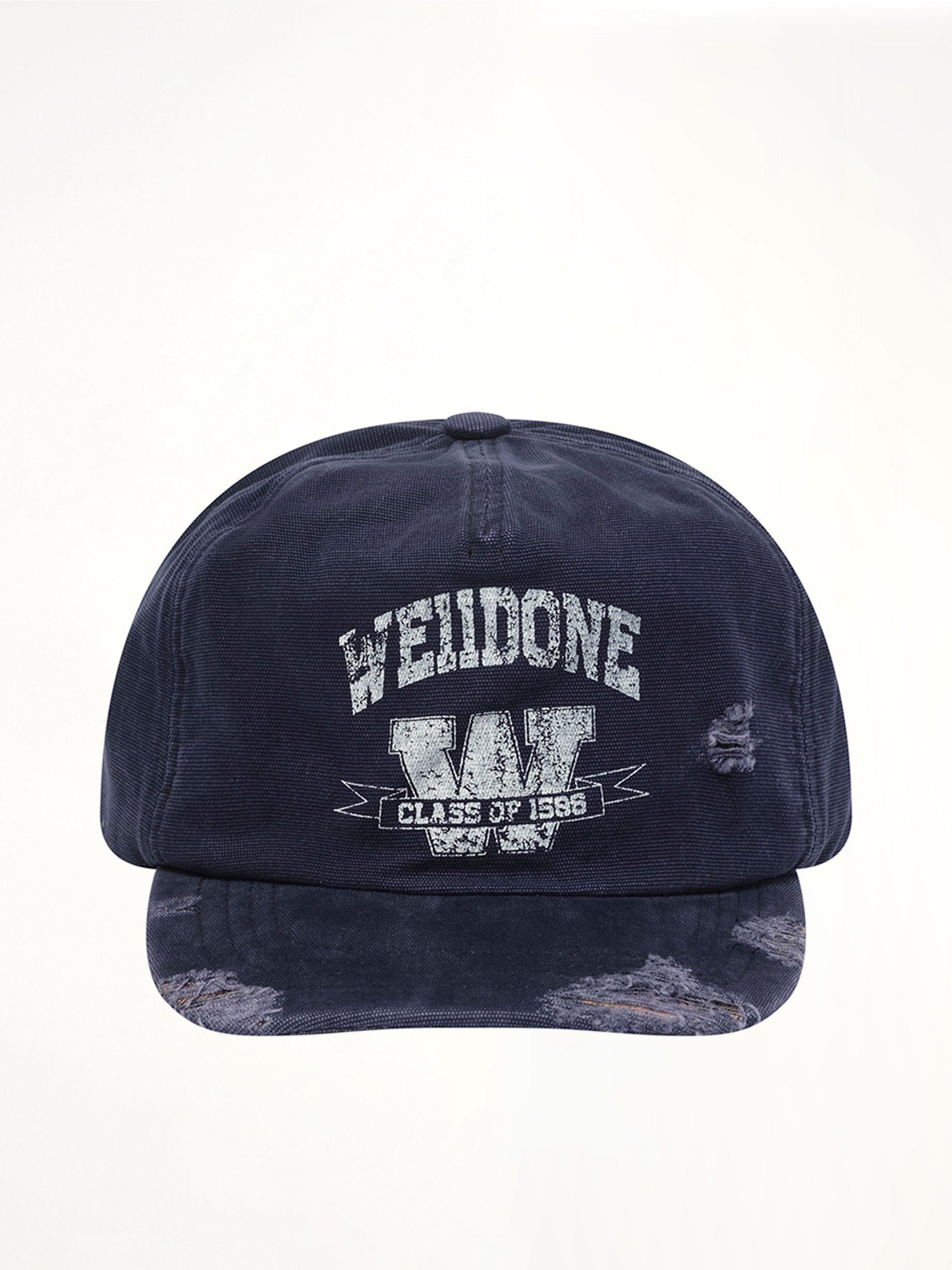 Distressed Collegiate Cap in Navy