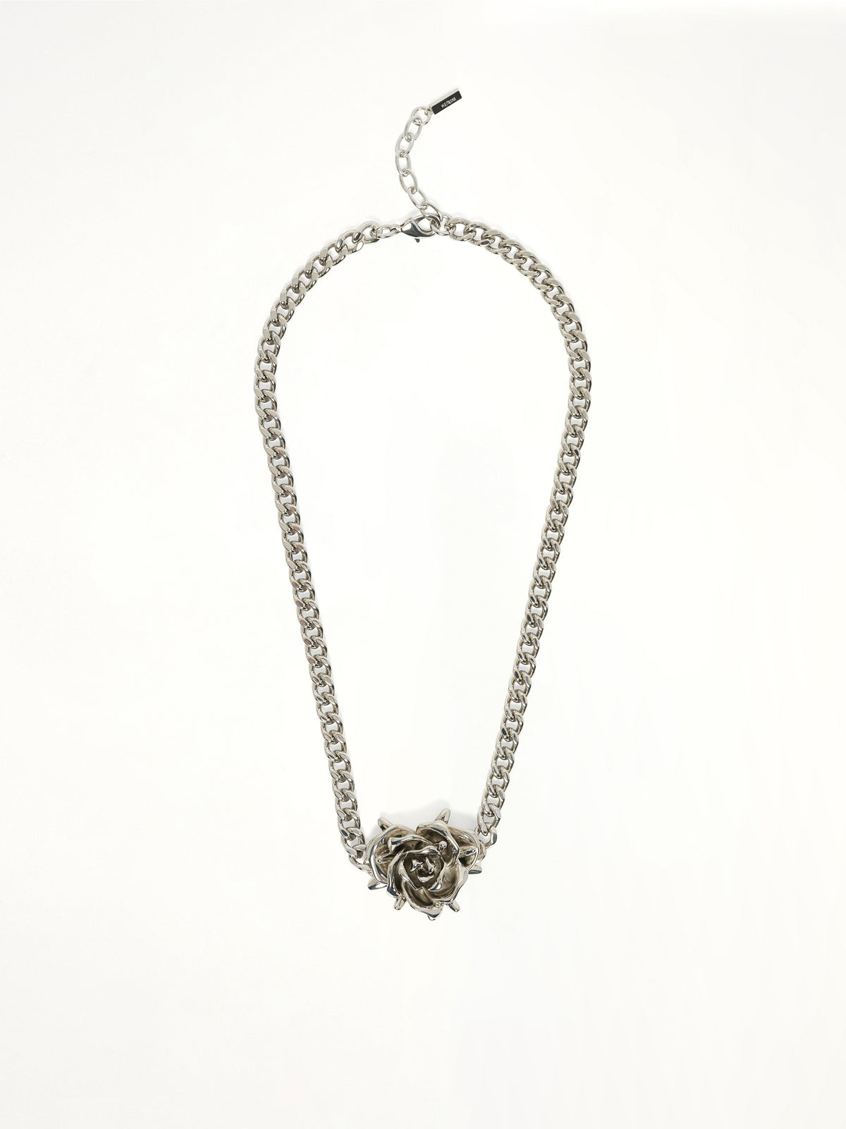 Spiky Rose Necklace in Silver