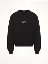 Rhinestone Balloon-Fit Sweatshirt in Black