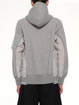 Sponge Sweat x Nylon Twill Hoodie in Light Gray
