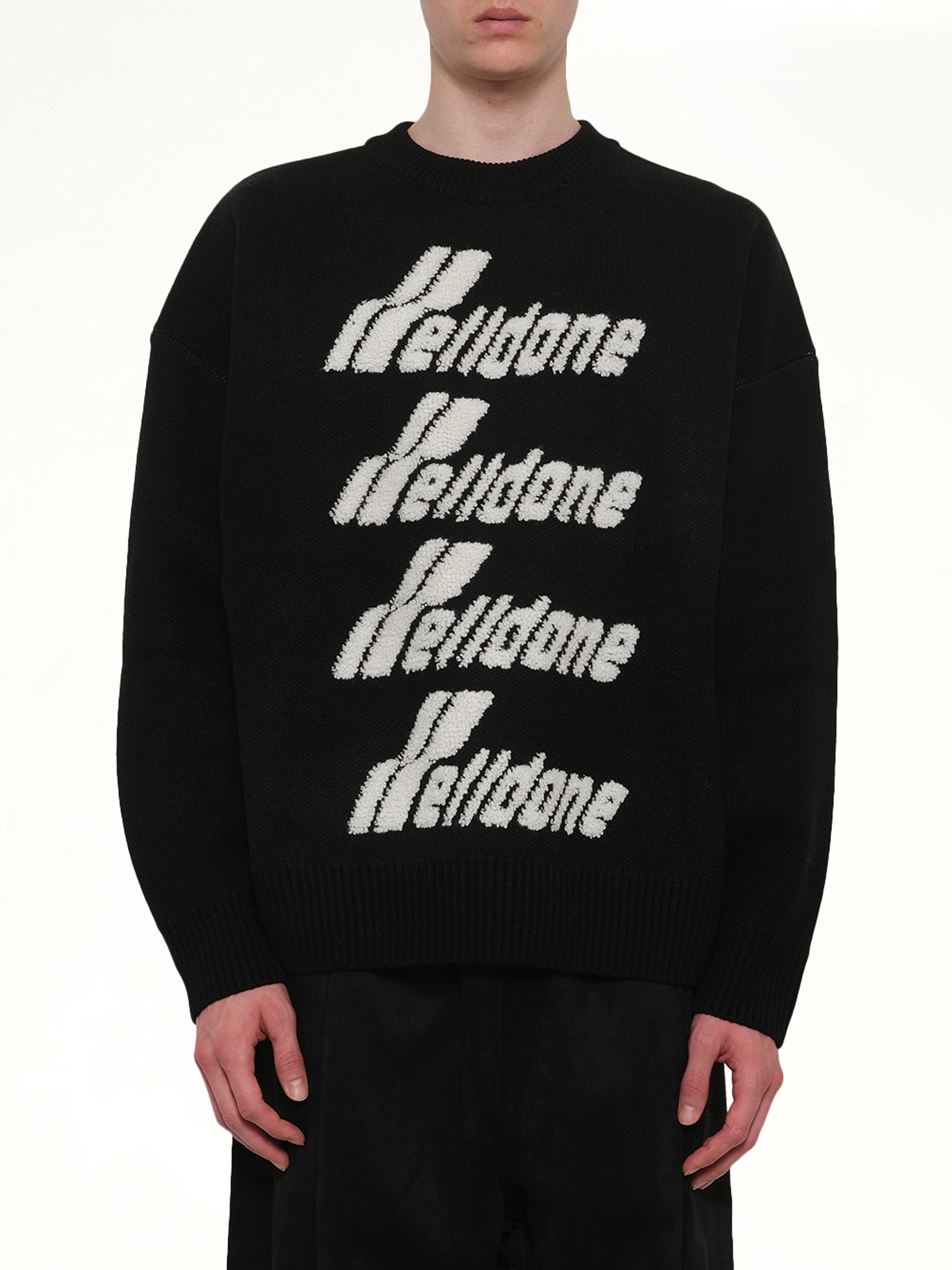 Logo Pile Knit Sweater in Black