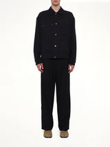 Wool Button Shirt in Navy