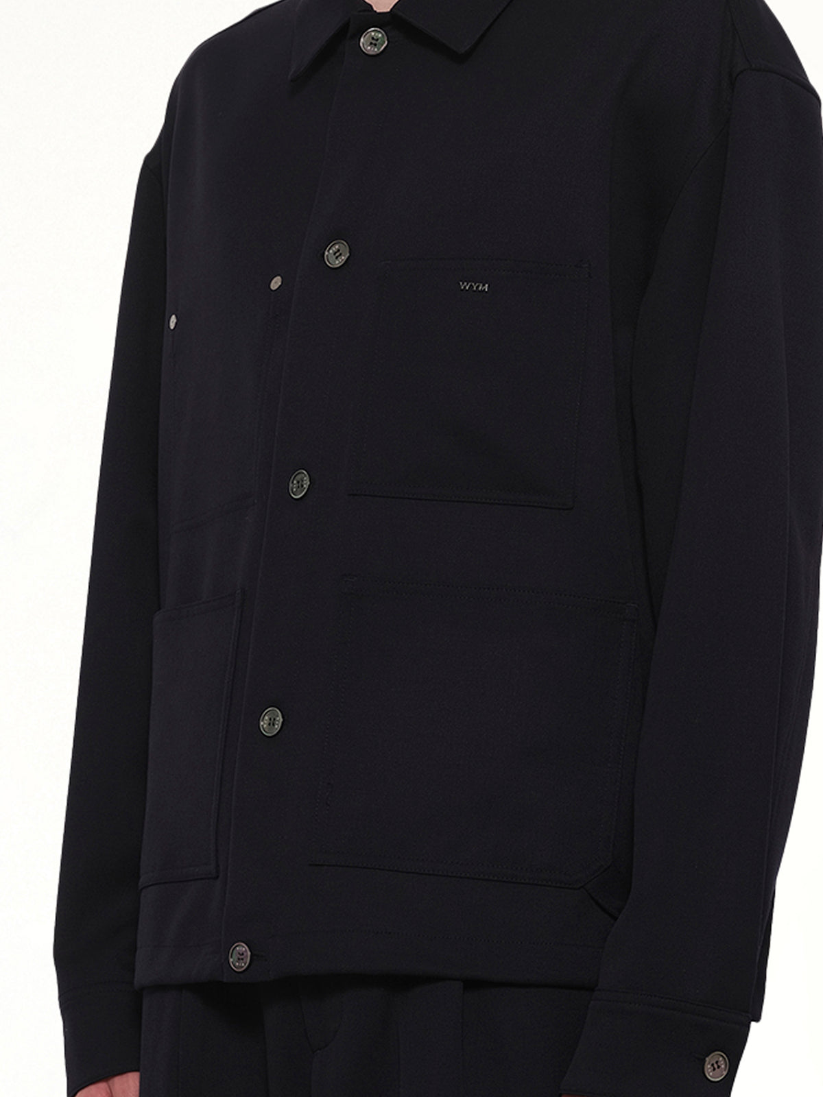 Wool Button Shirt in Navy