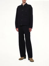 Wool Button Shirt in Navy